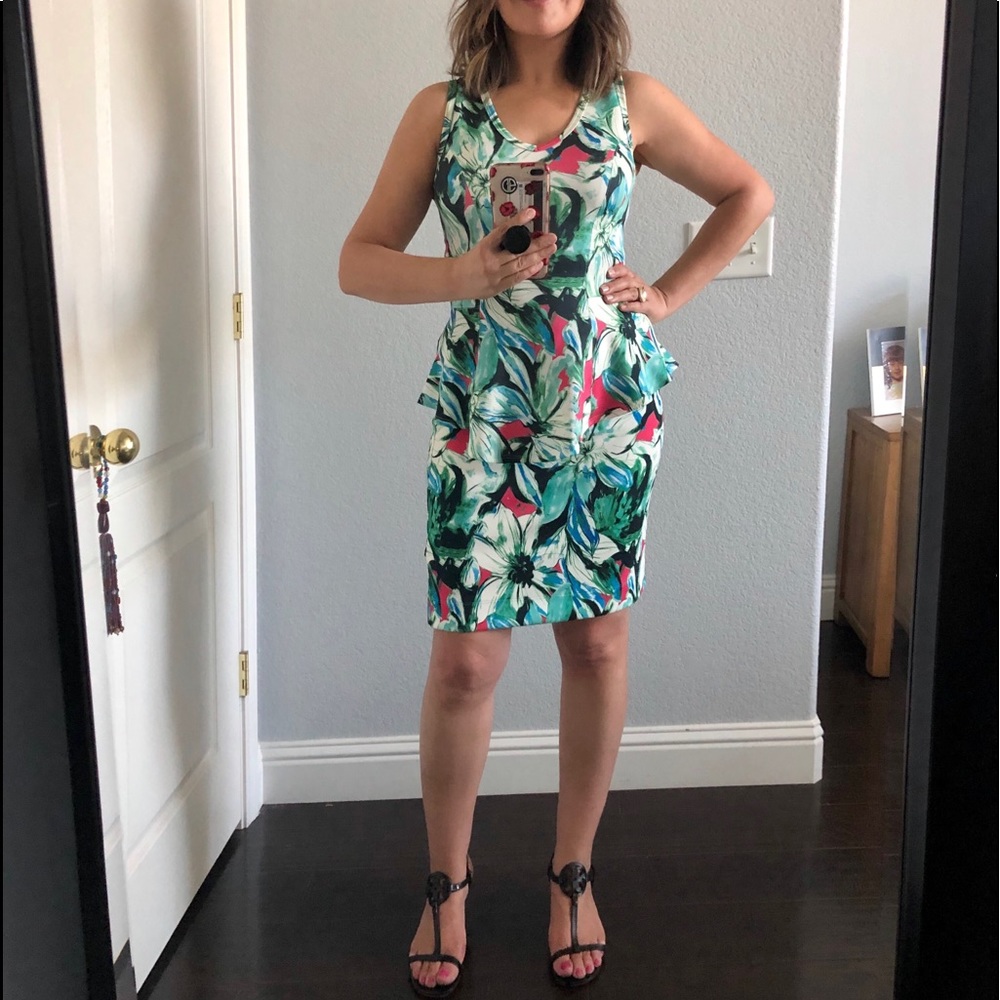 KAREN KANE Floral peplum top & skirt set
